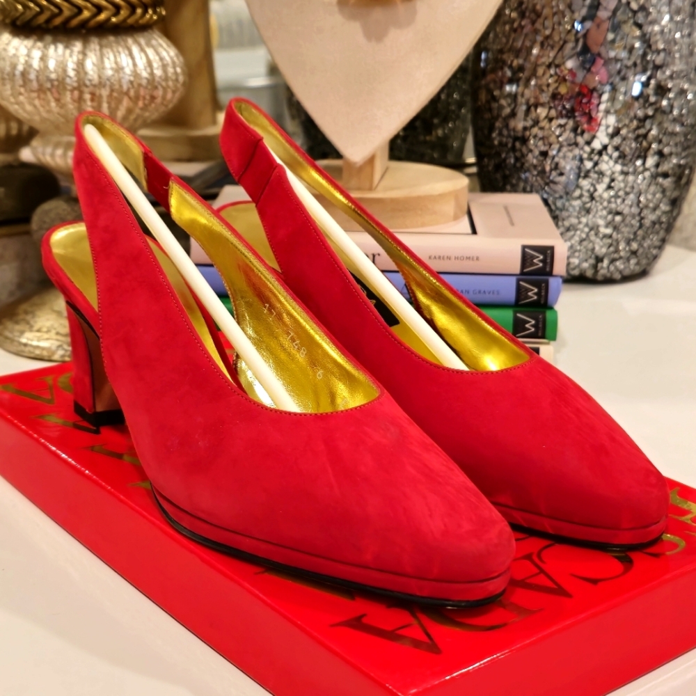 ESCADA Vintage Red Suede Shoes.